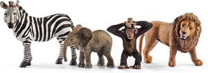 Schleich Schleich 42387 Kit de base animaux sauvages (zèbre, éléphant, chimpanzé, lion) 4055744012723
