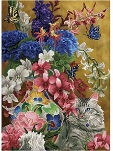 Diamond Dotz Broderie Diamant - Gilded cat & flowers (Diamond Painting, peinture diamant) 4895225921645