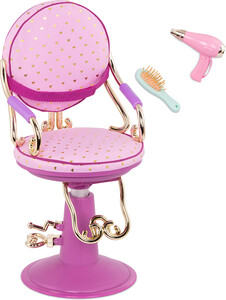 Poupées Our Generation Chaise de coiffeur mauve et accessoires pour poupée Our Generation 062243430754