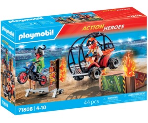 Playmobil Playmobil 71808 Duo de cascadeurs avec quad, moto et tremplins 4008789718082