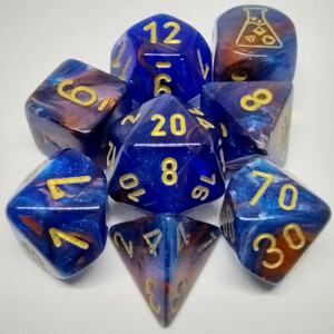 Chessex Dés d&d 7pc Lab dice Lustrous Azurite avec chiffres dorées (d4, d6, d8, 2 x d10, d12, d20) 601982038502