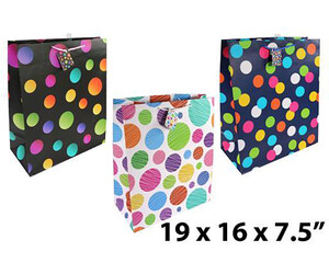 Sac cadeau grand avec cercles 16" x 19'' x 7.5" (couleurs variées) 058445883191