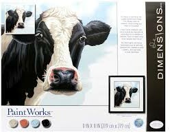 Dimensions PaintWorks Peinture à numéro Vache 11x11" 91731 088677917319