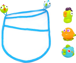 Escabbo Tidÿ : Rangement pour jouets de bain et 3 aspergeurs - poissons 701233003591