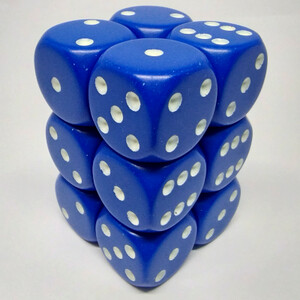 Chessex Dés 12d6 16mm opaques bleu avec points blancs 601982021535