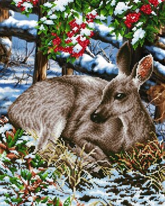 Diamond Dotz Broderie Diamant - Biche couchée dans le pré enneigé (Quiet Moment) (Diamond Painting, peinture diamant) 4897073249247