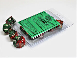 Chessex Dés 10d10 gemini rouge/vert avec chiffres blancs (10 x d10) 601982022587