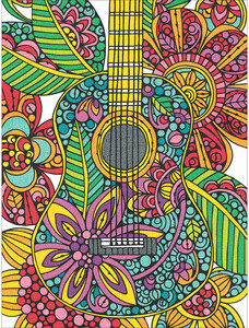 Dimensions PaintWorks Dessin à numéros guitare en fleurs 9x12" 91537 