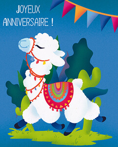 Groupe Editor Carte fête Joyeux anniversaire - Lama sans texte 3419610024530