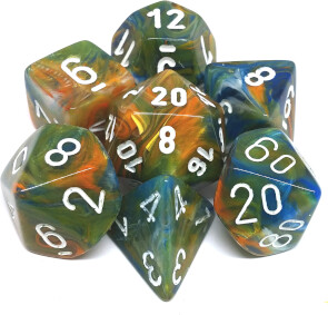 Chessex Dés d&d 7pc Lab Dice Festive Automne avec chiffres blancs (d4, d6, d8, 2 x d10, d12, d20) 601982018054