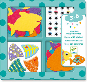 Djeco Créer avec des gommettes (stickers) J'aime les poissons 3070900090521