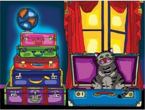 Jacarou Broderie diamant Le chat dans la valise / cat in a suitcase 036336330887