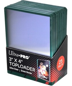 Ultra PRO Protecteurs de cartes rigides toploader 3x4 border green 25ct 074427849160