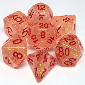 Metallic Dice Games Dés d&d 7pc flash rougeâtres avec chiffres rouges (d4, d6, d8, 2 x d10, d12, d20) 680599383861