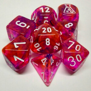 Chessex Dés d&d 7pc Lab dice Nebula édition "Black Light" avec chiffres blanc (d4, d6, d8, 2 x d10, d12, d20) 601982038526