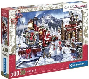 Clementoni Casse-tête 500 station de train et bonhommes de neige 8005125815029