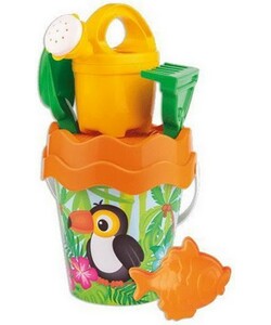 Ensemble de plage chaudière et accessoires toucan, seau, moules, pelle, rateau, arosoire 8000796223357