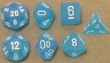 Chessex Dés d&d 7pc bleu des Caraibes avec chiffres blancs (d4, d6, d8, 2 x d10, d12, d20) 601982024611