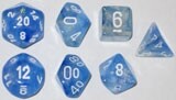 Chessex Dés d&d 7pc Borealis bleu ciel avec chiffres blancs (d4, d6, d8, 2 x d10, d12, d20) 601982024680
