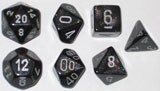 Chessex Dés d&d 7pc Borealis fumé avec chiffres argentés (d4, d6, d8, 2 x d10, d12, d20) 601982024703