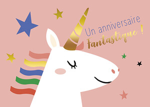 Groupe Editor Carte fête Un anniversaire fantastique! - Licorne sans texte 