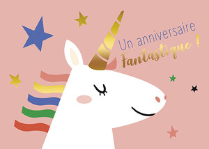Groupe Editor Carte fête Un anniversaire fantastique! - Licorne sans texte 
