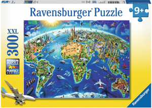Ravensburger Casse-tête 300 XXL Carte des monuments du monde 4005556132270