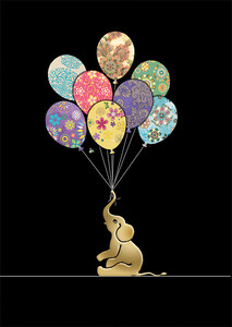 Bug Art Carte fête Jewels Éléphant et ballons sans texte 5033678111568