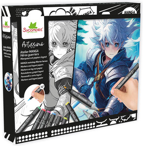 Sycomore Artissimo - 10 tableaux atelier manga et marqueurs - héros guerriers 3517130013352