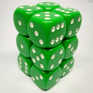 Chessex Dés 12d6 16mm opaques vert avec points blancs 601982021528
