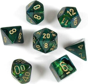 Chessex Dés d&d 7pc  Mini Scarab Jade avec chiffres dorés 601982035174