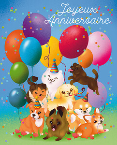 Groupe Editor Carte fête Joyeux anniversaire - Chiens sans texte 