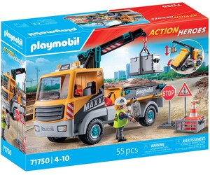 Playmobil Playmobil 71750 Camion de chantier avec grue, ouvrier et accessoires 4008789717504