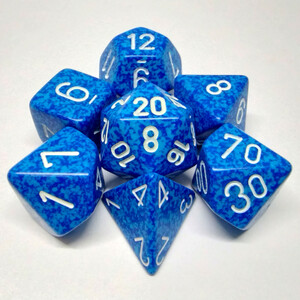 Chessex Dés d&d 7pc picotés "Water" (d4, d6, d8, 2 x d10, d12, d20) 601982020996