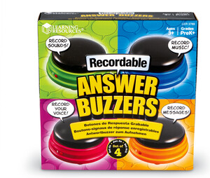 Learning Resources Avertisseurs avec sons enregistrables, ensemble de 4 buzzers (fr/en) (Answer Buzzers) 765023837698