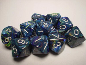 Chessex Dés 10d10 festive bleu marbre (10 x d10) 601982024192