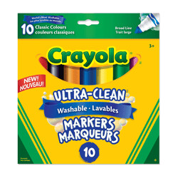 Crayola Marqueurs lavables 10 Couleurs classiques trait large 063652791009