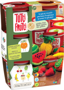 Tutti Frutti Pâte à modeler 6 pots parfums tropicaux sans gluten (fr/en) 061404171604