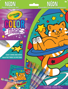 Crayola Color Magic Ensemble Feuilles et marqueurs Néon - Chats cosmiques 063652177308