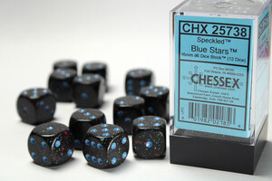 Chessex Dés 12d6 16mm picotés ''Blue Stars'' 601982021856