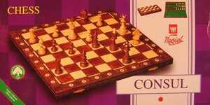 Węgiel (Wegiel) Jeu d'échecs en bois pliant, cases gravées, consul brun 19x19" 5903263393047