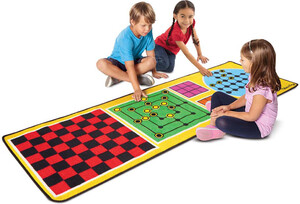 Melissa & Doug Tapis de jeu 4 en 1 (en) tic-tac-toe, dames, jeu du moulin, solitaire 78.5x26.5" Melissa & Doug 9424 000772194242