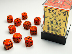 Chessex Dés 36d6 12mm picotés ''Fire'' 601982022136