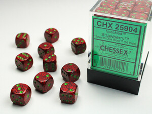 Chessex Dés 36d6 12mm picotés ''Strawberry'' 601982022143