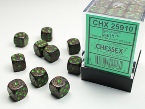 Chessex Dés 36d6 12mm picotés ''Earth'' 601982022181