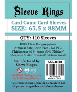 Sleeve Kings Protecteurs de cartes Standard 63.5mm x 88mm 110ct - Sleeve Kings 080149926973