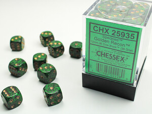 Chessex Dés 36d6 12mm picotés ''Golden Recon'' 601982022280