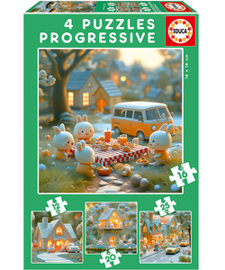 Educa Borras Casse-tête progressif 12-16-20-25 ville de lapins 8412668202177