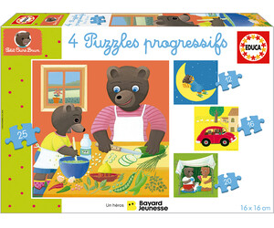 Educa Borras Casse-tête progressif 12-16-20-25 petit ours brun 8412668198845