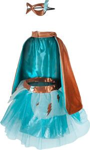 Creative Education Costume Super-Duper Tutu/Cape/Mask, Teal/Copper, Size 4-6 771877678059